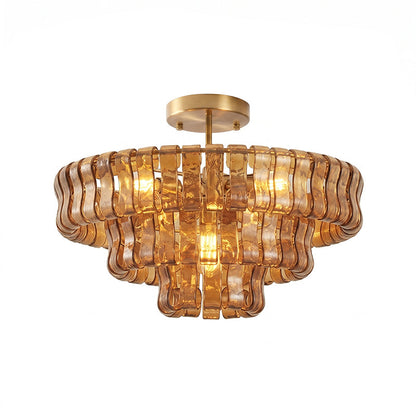 Gelaagde plafondlamp van ijsglas