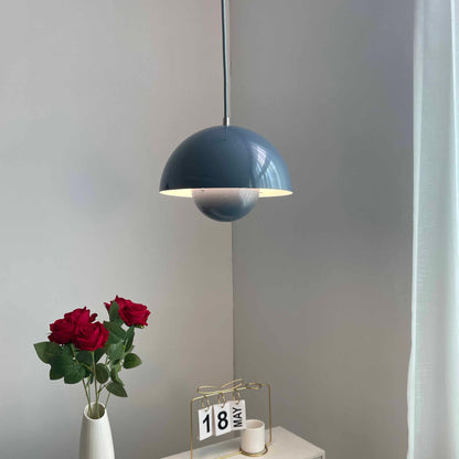 Metalen hanglamp met twee koepels