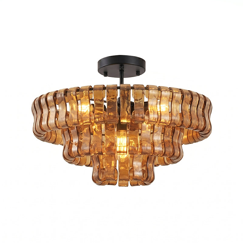 Gelaagde plafondlamp van ijsglas