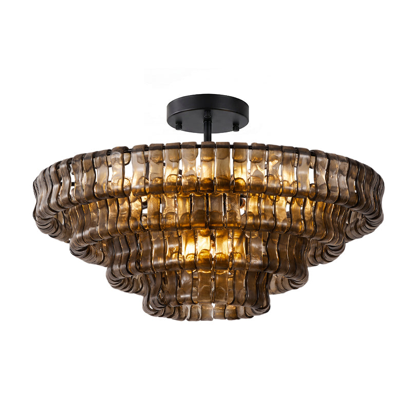 Gelaagde plafondlamp van ijsglas