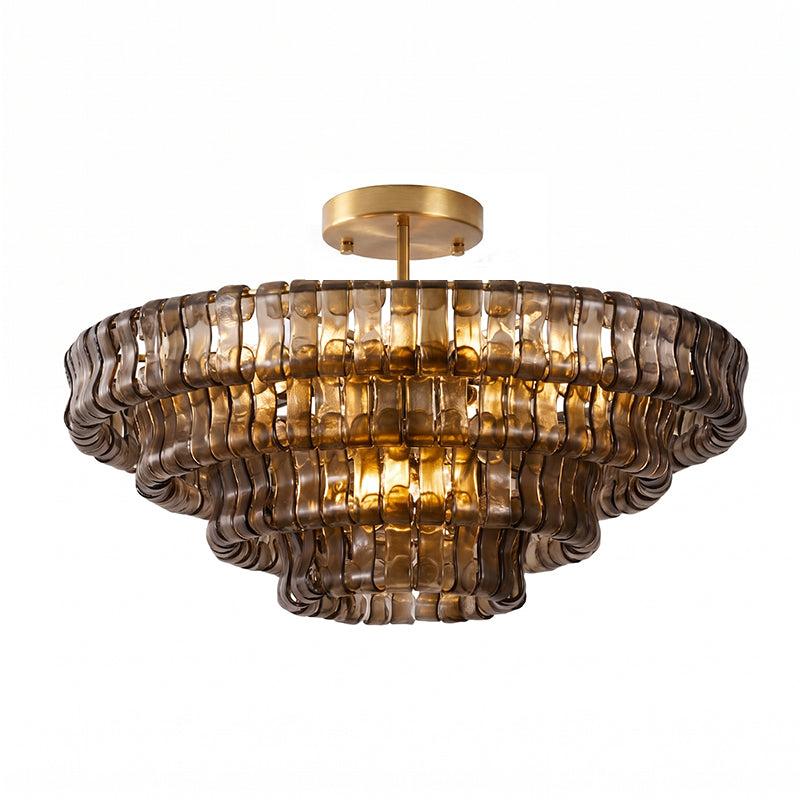 Gelaagde plafondlamp van ijsglas