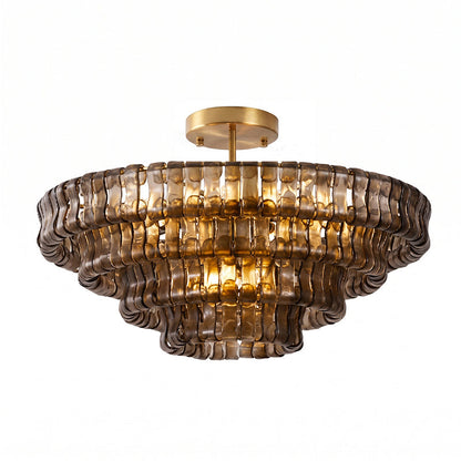 Gelaagde plafondlamp van ijsglas