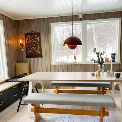 Metalen hanglamp met twee koepels