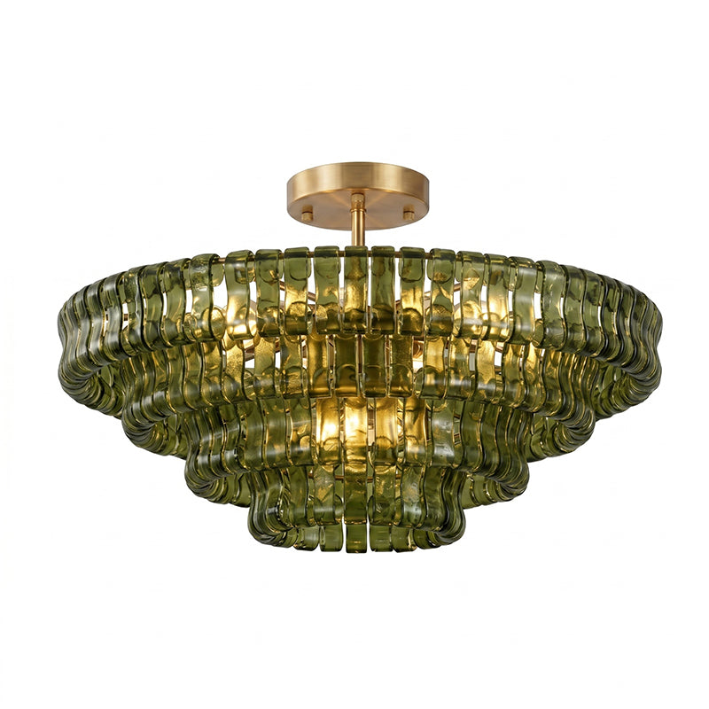 Gelaagde plafondlamp van ijsglas