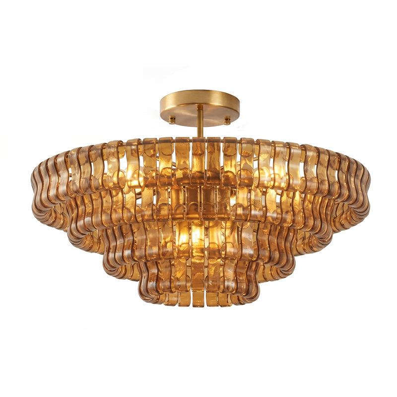 Gelaagde plafondlamp van ijsglas