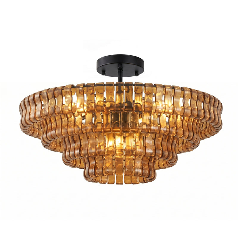 Gelaagde plafondlamp van ijsglas