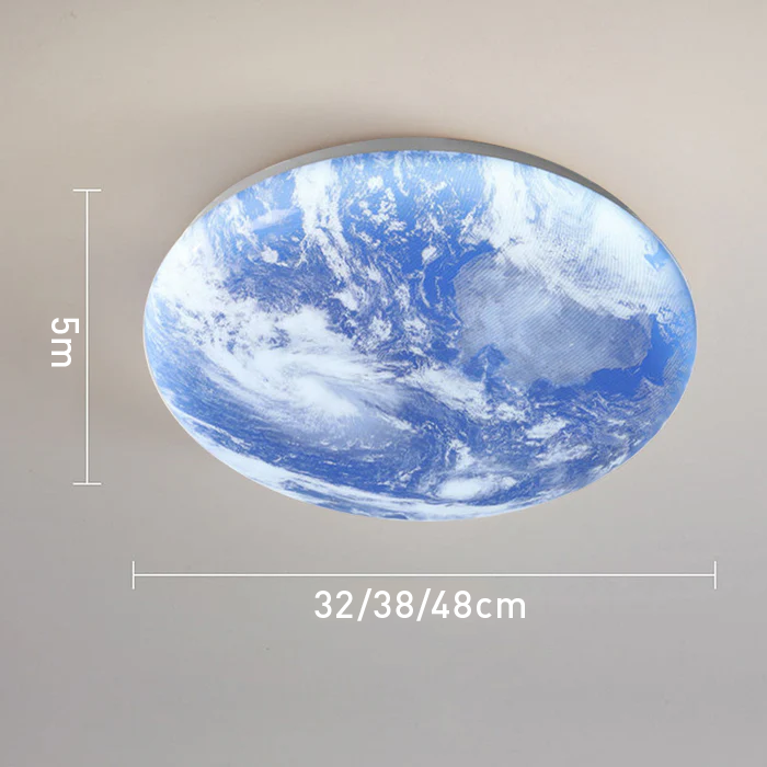 Plafondlamp in art-decostijl geïnspireerd op de maan