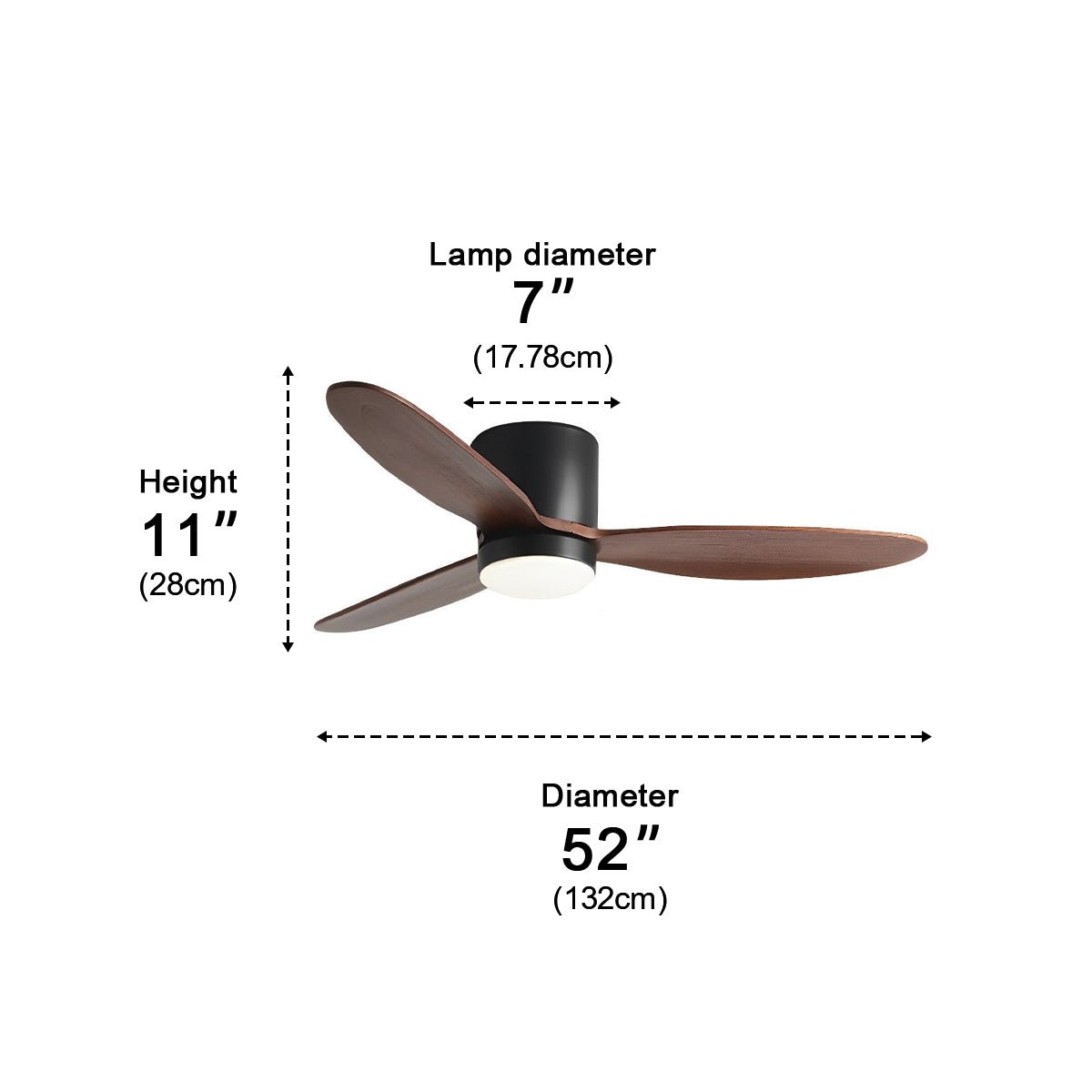 Moderne LED-plafondventilator met laag profiel en licht