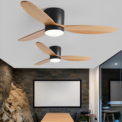 Moderne LED-plafondventilator met laag profiel en licht