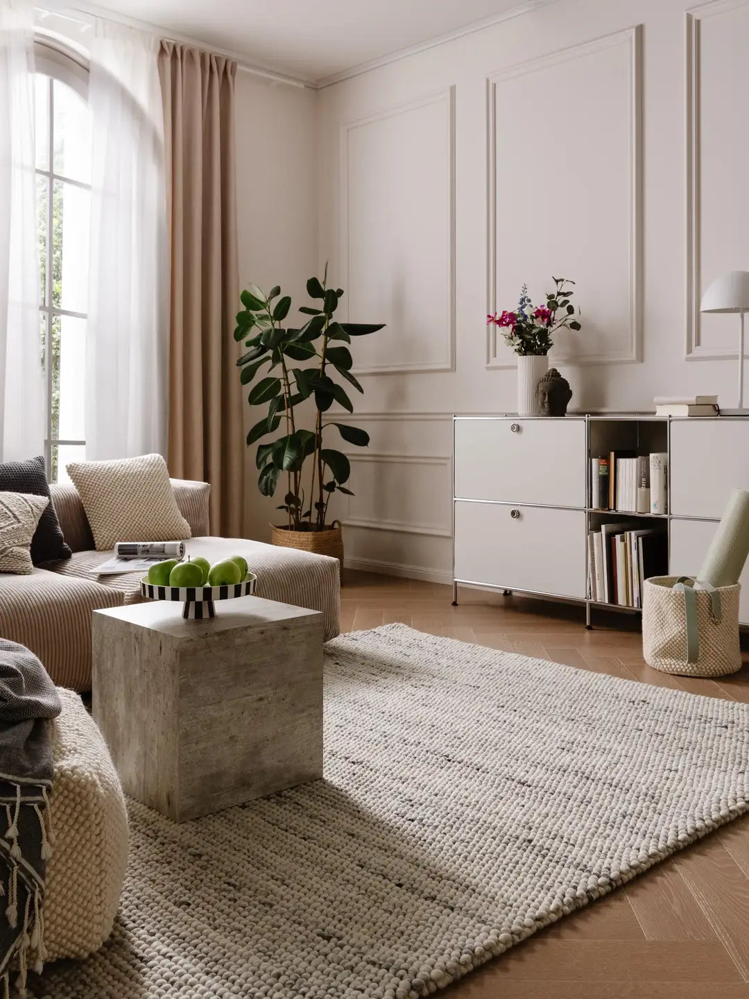 Handgeweven wollen vloerkleed Bubble