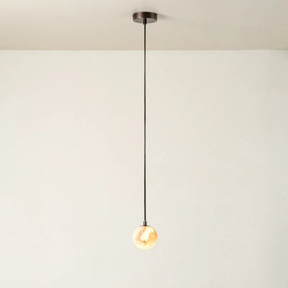 Albasten glazen bronzen hanglamp