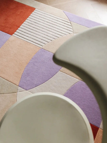 Moderne wollen vloerkleed multicolor ontwerp