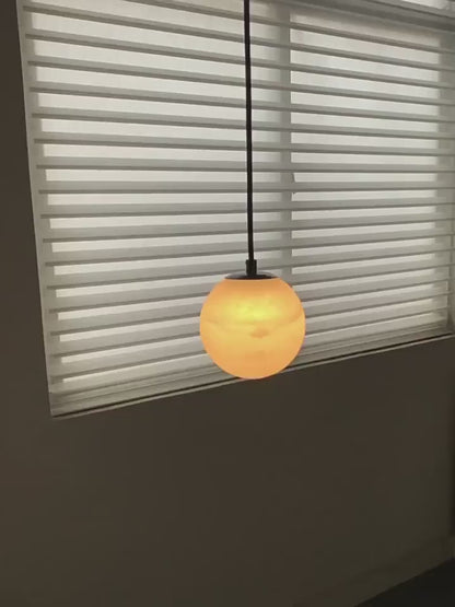 Albasten glazen bronzen hanglamp