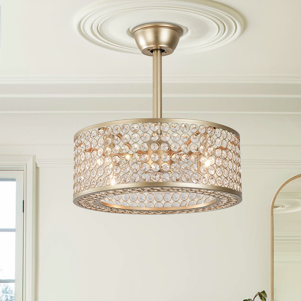 Moderne kristallen plafondventilator met licht