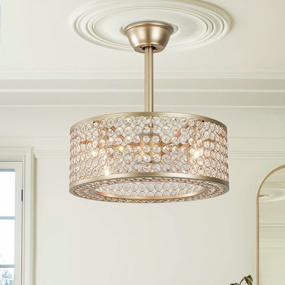 Moderne kristallen plafondventilator met licht