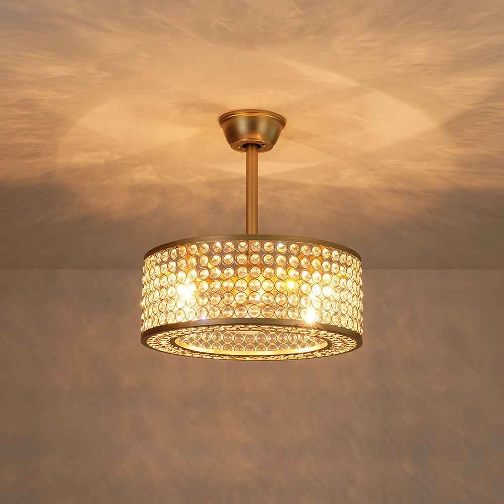 Moderne kristallen plafondventilator met licht