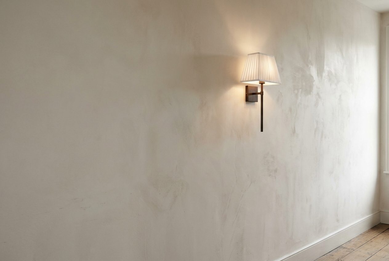 Geplooide wandlamp van linnen in daglicht